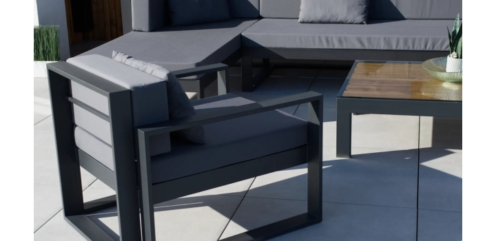Meble ogrodowe barcelona z fotelami kolor szary