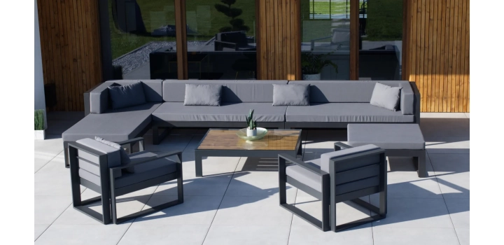 Meble ogrodowe barcelona z fotelami kolor szary